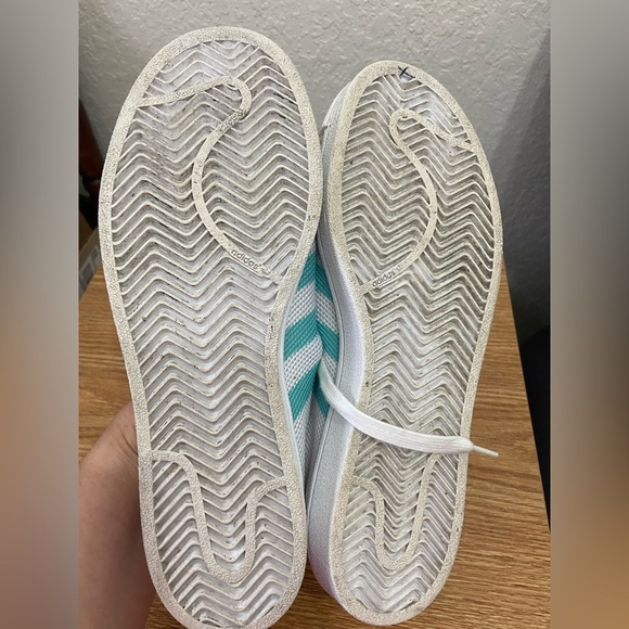 Adidas Superstar Mint Teal Clamshell White Mesh Knit Sneakers BA7137 Womens 8.5 - Picture 8 of 9